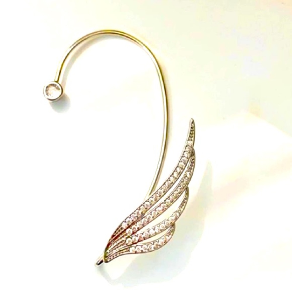 Shimmering Silver🕊️👼 Pavé Angelic Goddess Festival Ear Cuff - Picture 5 of 6